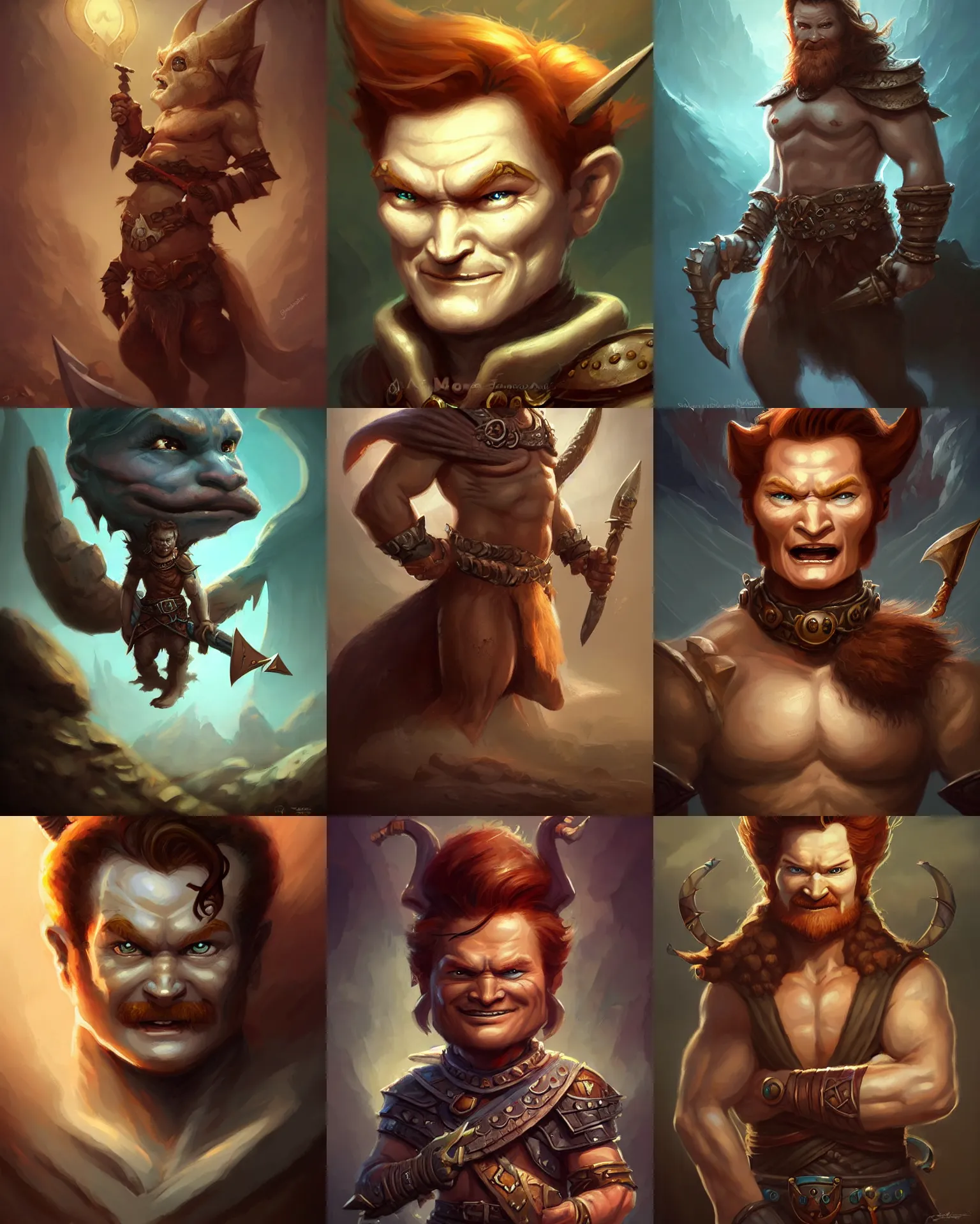 Prompt: cute little anthropomorphic conan o'brien cute and adorable, pretty, beautiful, dnd character art portrait, matte fantasy painting, deviantart artstation, by jason felix by steve argyle by tyler jacobson by peter mohrbacher, cinema