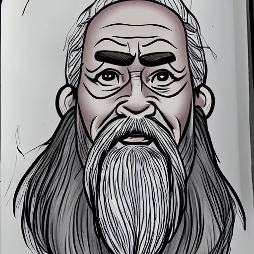 Image similar to Uncle Iroh from Avatar in the style of Arcane, detailed, sketchbook