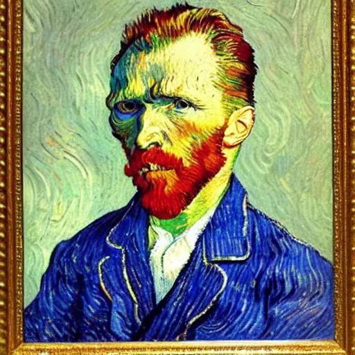 Image similar to self portrait of van gogh, had he lived in the near future, oil painting,