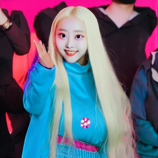 Prompt: jinsoul from LOONA waving at the camera