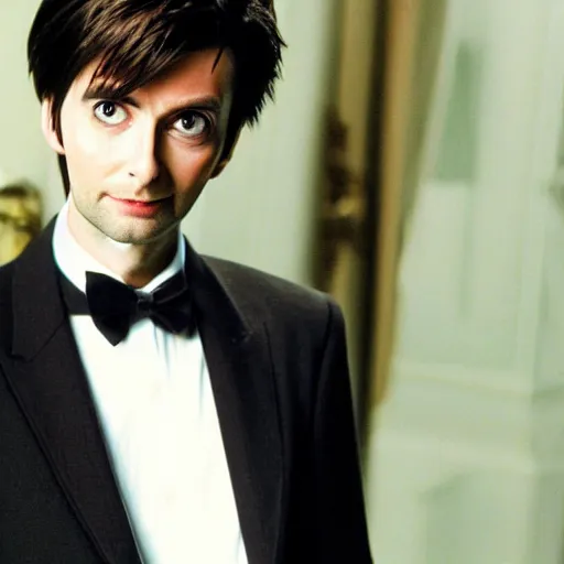 Image similar to photograph of a 2 5 year old david tennant in a tuxedo