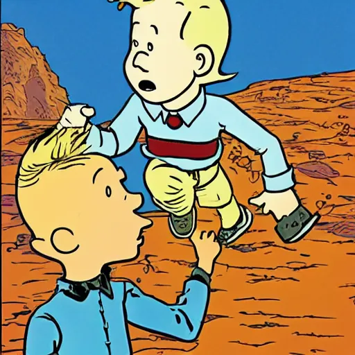 Image similar to the adventure of tintin, by herge