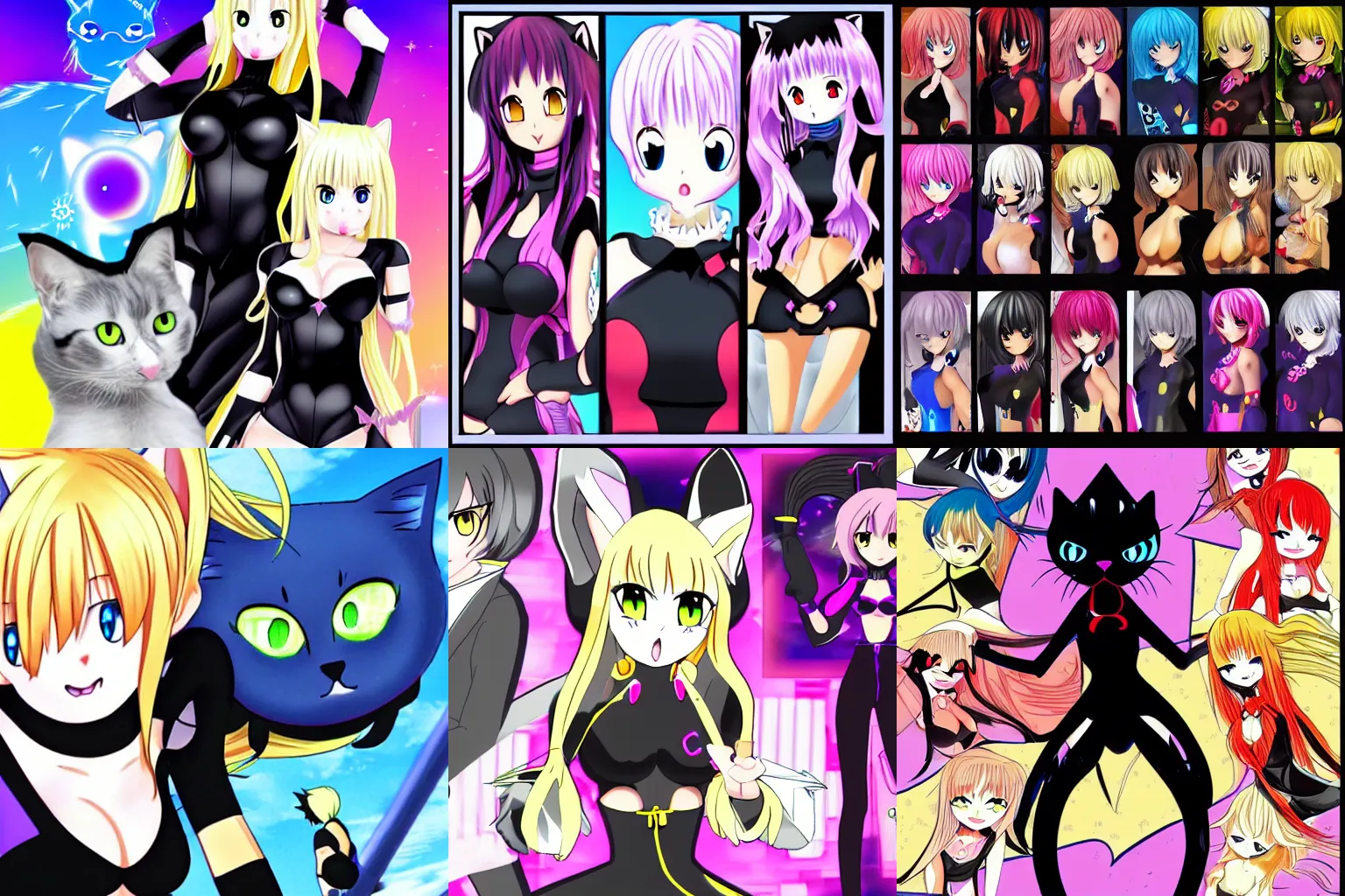 Prompt: dom64 black cat anime