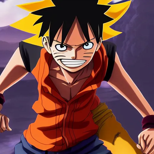 prompthunt: Luffy dressed as naruto , digital art , hyperdetailed