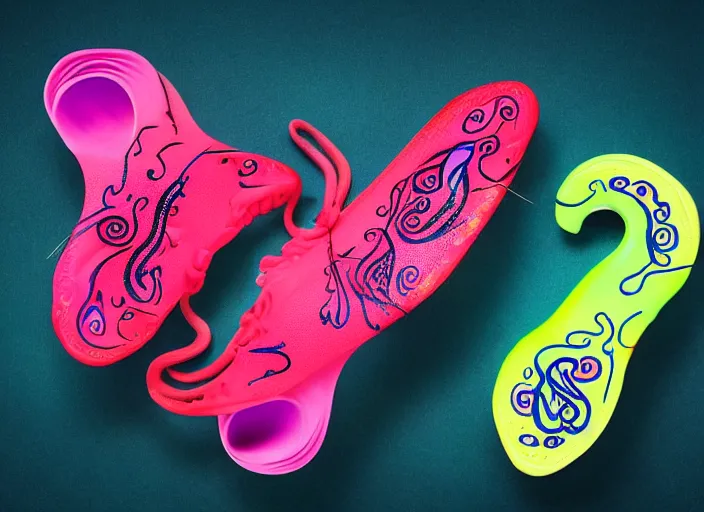 Prompt: A nike shoe with an squid design, tentacles, studio product photography, gradient background