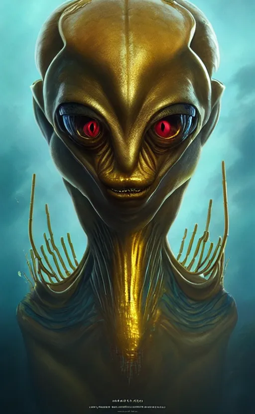 Image similar to exquisite imaginative alien creature poster art, humanoid, gold, movie art, by lucusfilm, weta studio, tom bagshaw, james jean, frank frazetta, 8 k, denoised