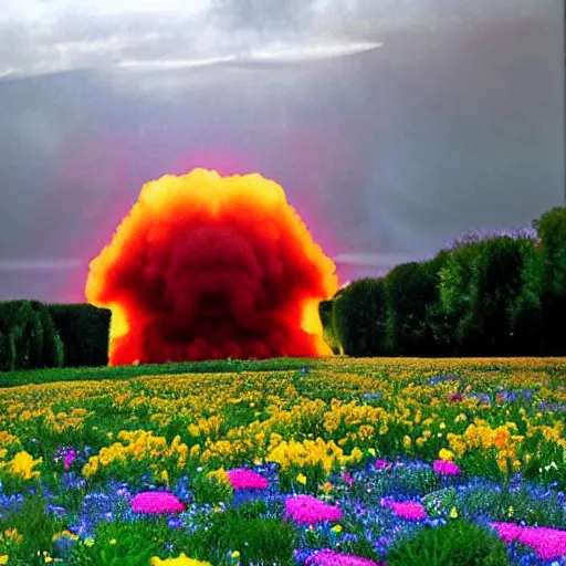 Image similar to nuclear explosion made of flowers