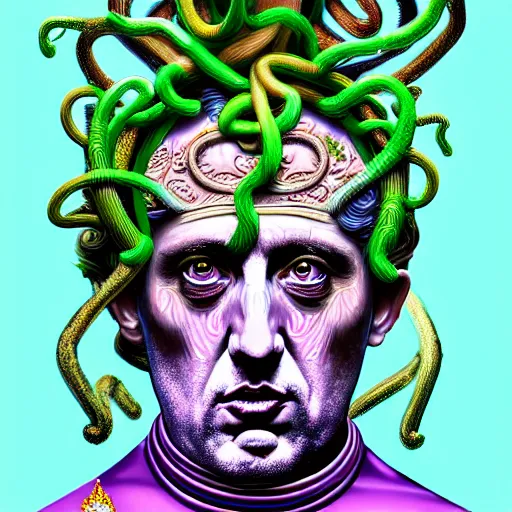 Image similar to an extremely psychedelic portrait of the pope as medusa, surreal, lsd, face, detailed, intricate, elegant, lithe, highly detailed, digital painting, artstation, concept art, smooth, sharp focus, illustration
