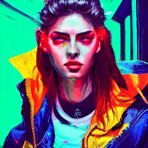 Image similar to splashes of neon, portrait made out of paint, trending on artstation, epic composition, emotional, beautiful, rendered in octane, unreal engine, highly detailed, realistic, comic book art, punk style