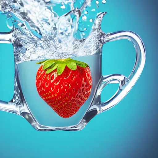 Image similar to a strawberry shaped mug floating in water