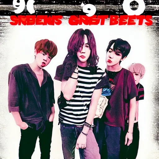 Image similar to 9 0 s grunge concert poster for bts