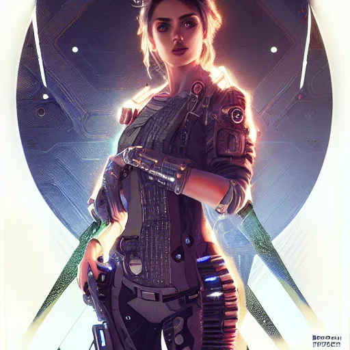 Image similar to highly detailed ana de armas as a cyberpunk character wearing far future cyberpunk clothes, intricate, elegant, highly detailed, digital painting, artstation, concept art, smooth, sharp focus, illustration, art by artgerm and greg rutkowski and alphonse mucha