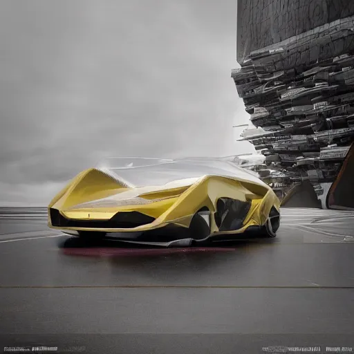 Image similar to khyzyl saleem car : medium size: 7, u, x, y, o medium size form panels: motherboard medium size forms : zaha hadid architecture big size forms: brutalist medium size forms: sci-fi futuristic setting: Ash Thorp car: ultra realistic phtotography, keyshot render, octane render, unreal engine 5 render , high oiled liquid glossy specularity reflections, ultra detailed, 4k, 8k, 16k: blade runner 2049 color : cinematic, high contrast