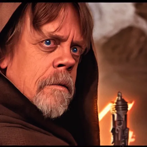 Prompt: mark hamill luke skywalker as dark sith lord star wars dramatic lighting 8k hdr