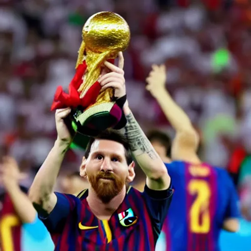 Image similar to messi winning qatar world cup