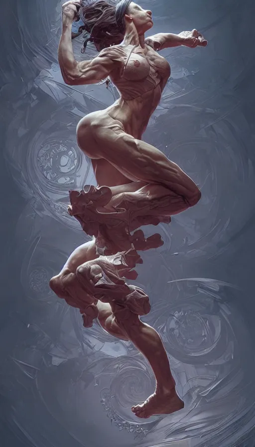 Image similar to fibonacci, sweaty, dynamic action pose, insane, intricate, highly detailed, digital painting, artstation, concept art, smooth, sharp focus, illustration, Unreal Engine 5, 8K, art by artgerm and greg rutkowski and alphonse mucha