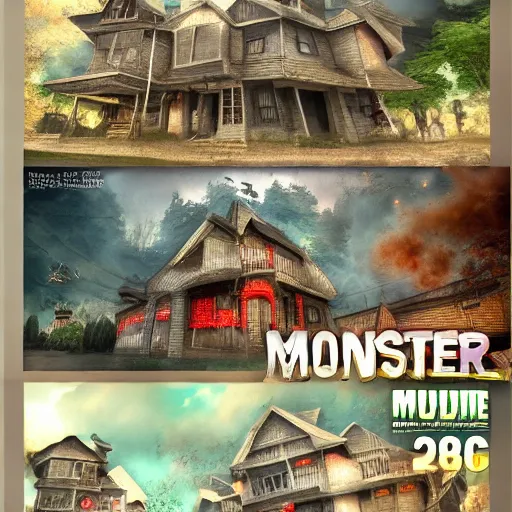 Image similar to monster house, trending on artstation, anime style 4 k