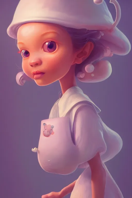 Image similar to super cute Fungal Maid character concept, soft light, soft mood, realistic body features and face, illustration, painting oil on canvas by Elena Zhurikhina and Goro Fujita, octane render trending on artstation, 4k, 8k, HD