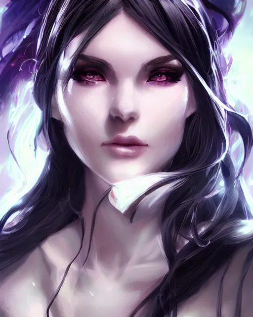 Prompt: beautiful portrait of a Witch who looks like Albedo, Overlord anime character design by Ross Tran, artgerm detailed, soft lighting