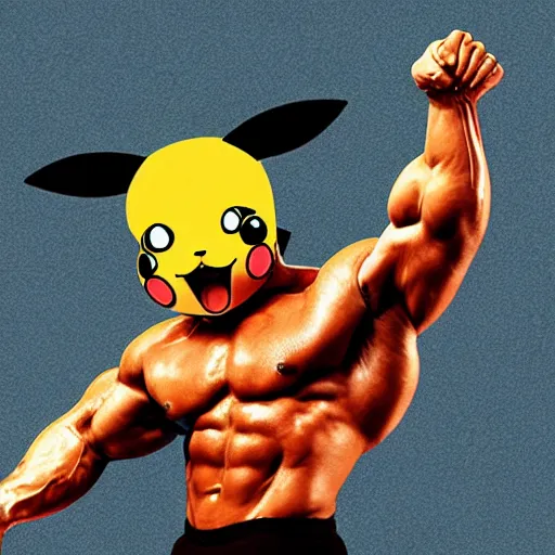 Image similar to Bodybuilder pikachu in Belo Horizonte, concept art