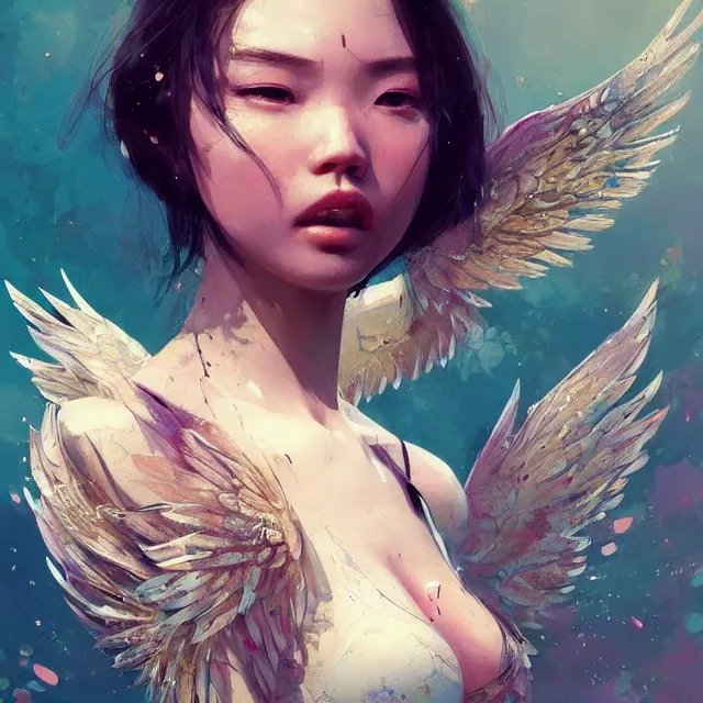 Prompt: very beauty girl asian, wings, angel hyper detailed, insane details, intricate, elite, elegant, luxury, by ismail inceoglu dragan bibin hans thoma greg rutkowski alexandros pyromallis rene maritte illustrated, perfect face, fine details, realistic shaded, fine - face, pretty face, artstation