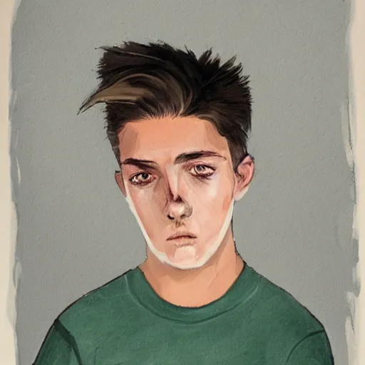 Image similar to portrait of depressed teen, helmet hair, ugly, male