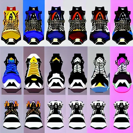 Image similar to fantasy jrpg sneaker design designed by capcom megaman, chrono trigger guilty gear style, aztec mayan street fashion native punk sneaker design, focus on megaman hip hop sneaker design with subtle mayan patterns, gapmoe yandere grimdark, trending on pixiv fanbox, painted by greg rutkowski makoto shinkai takashi takeuchi studio ghibli, akihiko yoshida