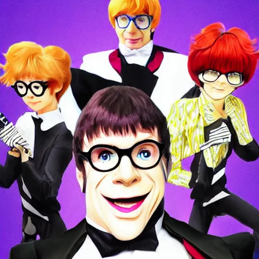 Prompt: austin powers, as an anime character