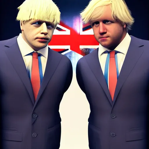 Image similar to muscular chad gigachad boris johnson with thick blonde hair, boris johnson as a chad with thick blonde hair, and wearing a union jack suit, realistic, hyperrealistic, 8 k resolution, highly detailed, very detailed, hd quality, intricate details, trending on artstation