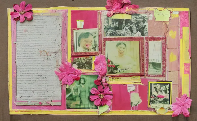 Image similar to retro scrapbook page filled with photos of flowers