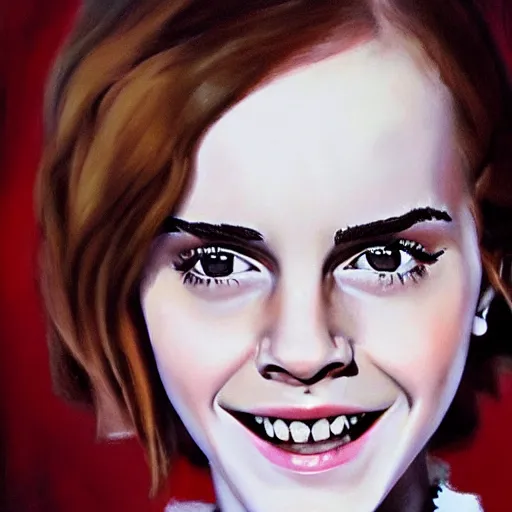 Prompt: emma watson as count chocula, photorealistic, portrait, oil painting