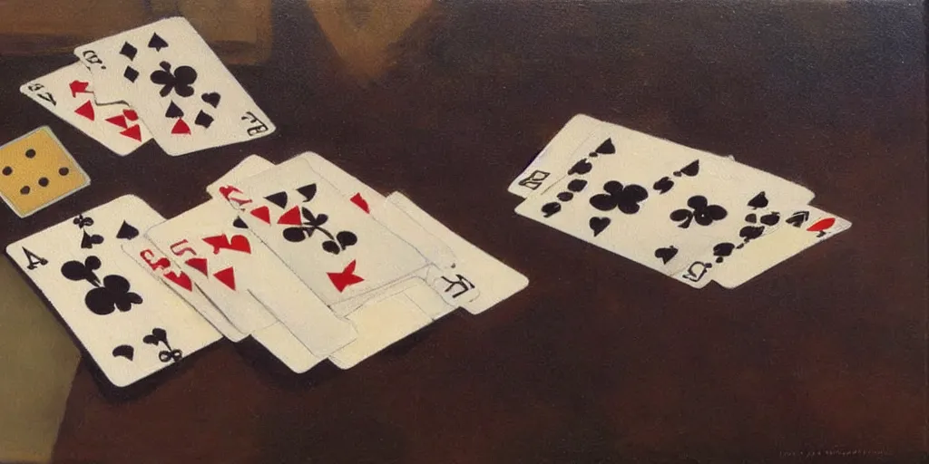 Image similar to impressive card shuffling, oil painting