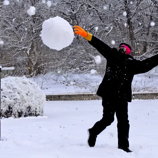 Image similar to a snowball falling on a man's head. the snowball is shattering into pieces.