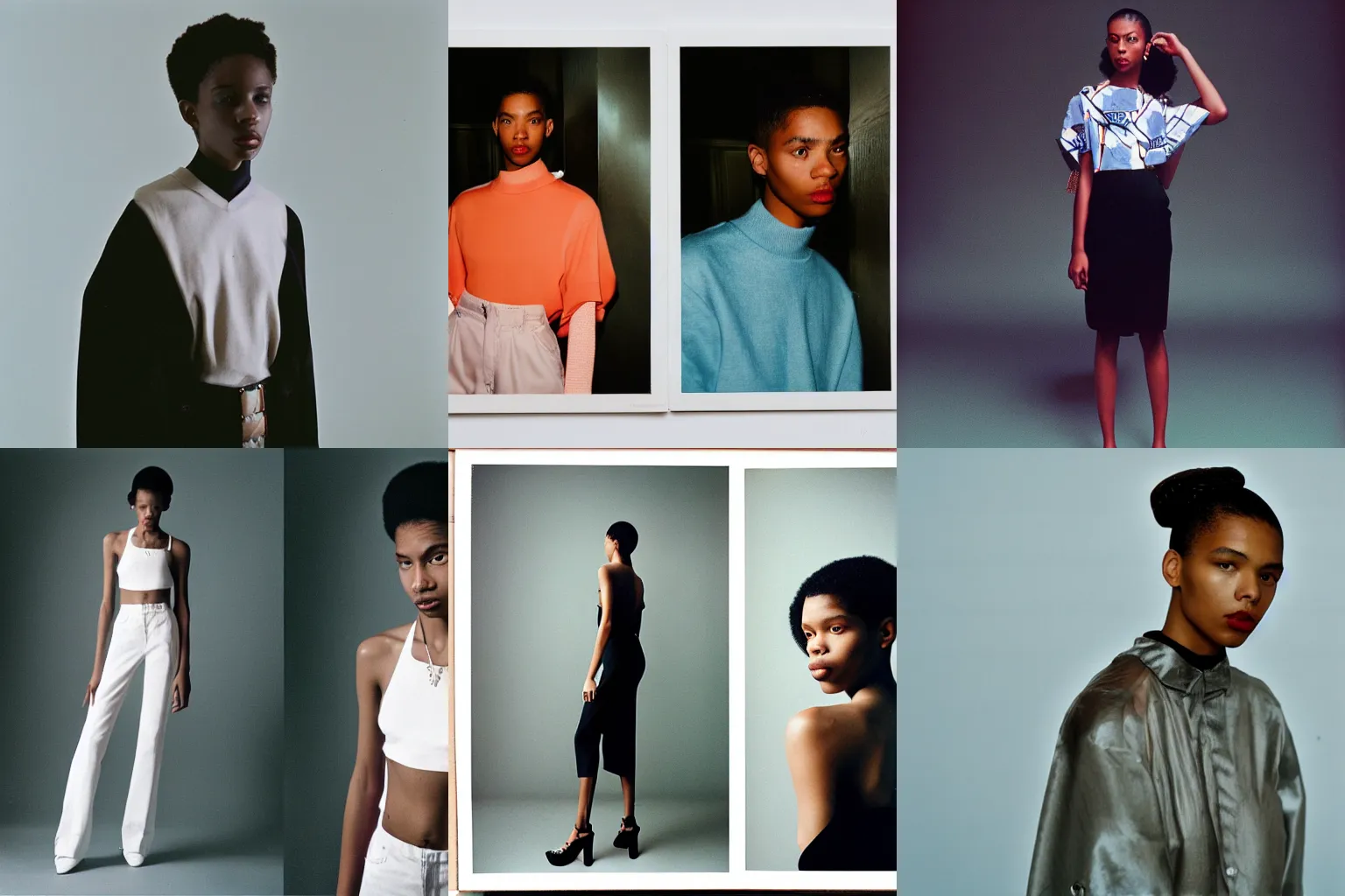 Prompt: realistic photoshooting for a new balenciaga lookbook, color film photography, portrait of a beautiful woman, in style of Tyler Mitchell, 35mm, film photo