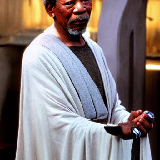 Prompt: Morgan freeman as obi wan kenobi