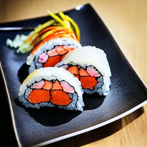 Image similar to “a pig sushi roll. Award winning food photography.”