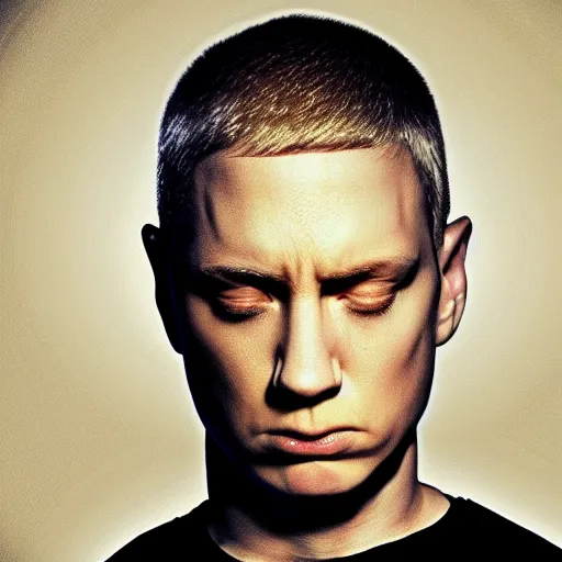 Prompt: eminem looses himself cover art 4 k uhd artstation trending