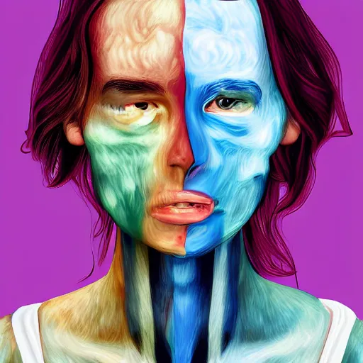 Image similar to half human half milk, digital art,