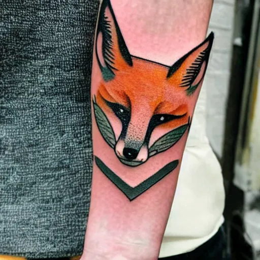 Prompt: A tattoo of a fox