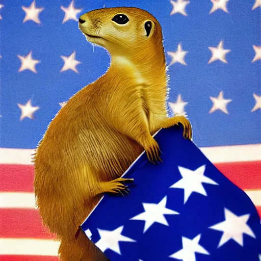 Image similar to prairie dog holding an american flag