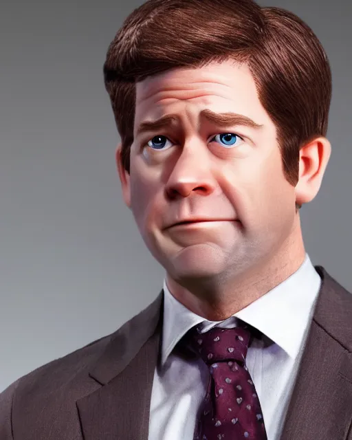 Image similar to jim halpert as a muppet. highly detailed felt. hyper real photo. 4 k.