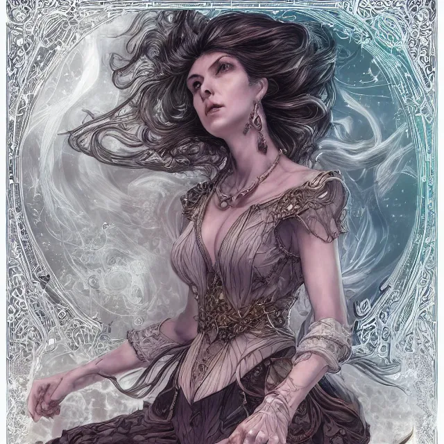Image similar to the portrait of the lawful evil sorceress lawyer as an absurdly beautiful, graceful, elegant, sophisticated, woman, an ultrafine hyperdetailed illustration by kim jung gi, irakli nadar, intricate linework, bright colors, octopath traveler, final fantasy, unreal engine 5 highly rendered, global illumination, radiant light, detailed and intricate environment