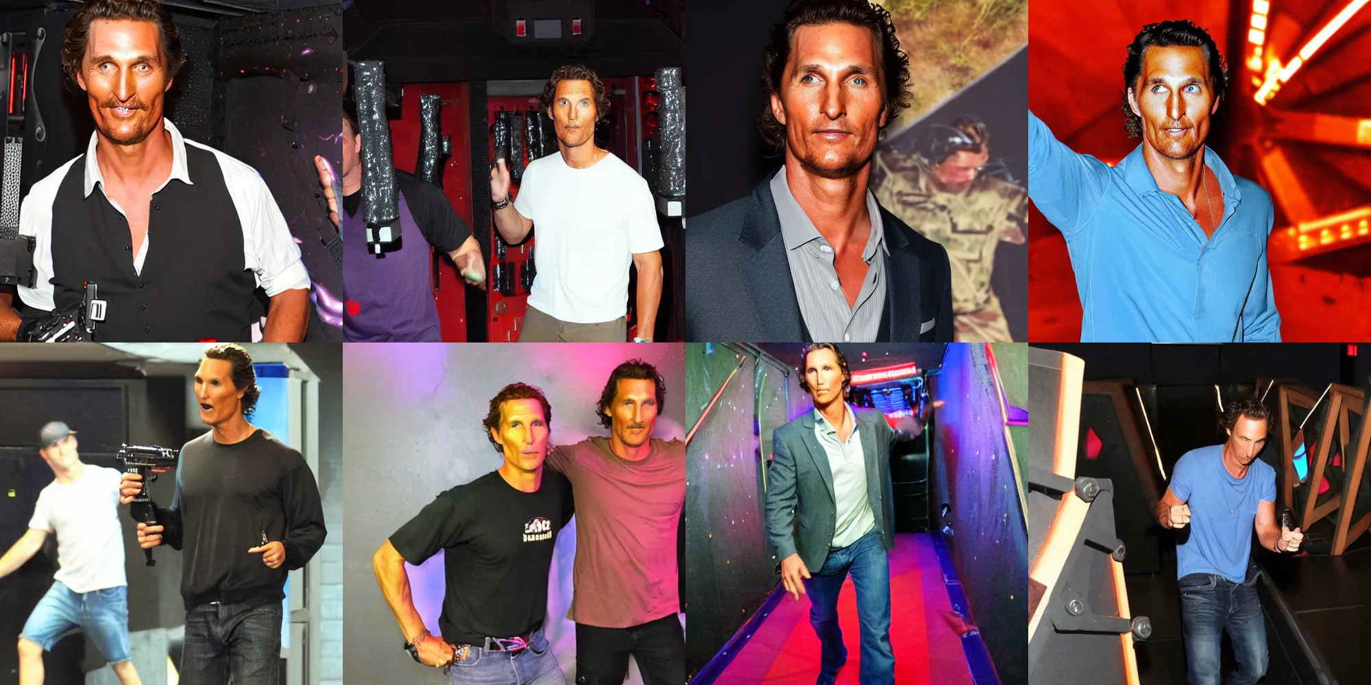 Prompt: Matthew mcconaughey playing laser tag
