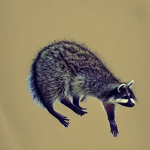 Image similar to raccoon flying through the cosmos