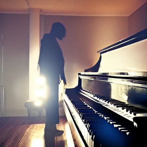 Image similar to a big piano monster with beautiful lighting