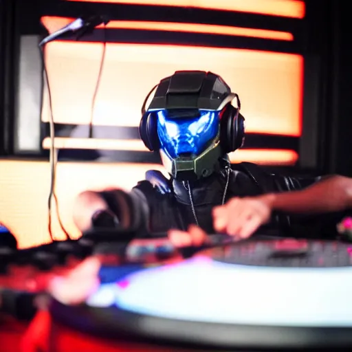 Prompt: halo on the dj decks