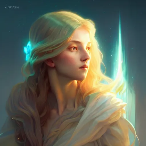 Image similar to aurora, child of light, highly detailed, digital painting, artstation, concept art, smooth, sharp focus, illustration, Unreal Engine 5, 8K, art by artgerm and greg rutkowski and alphonse mucha