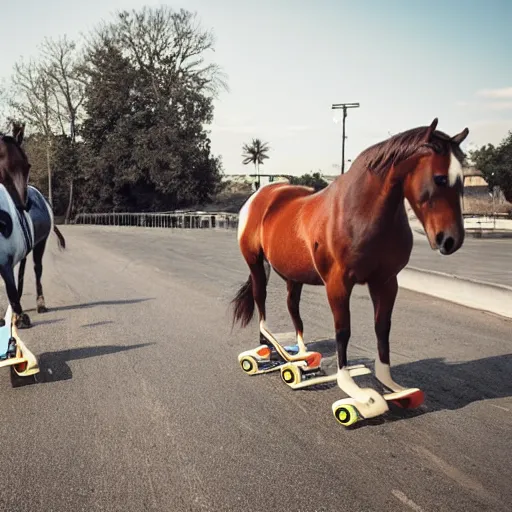 Image similar to horses skateboarding