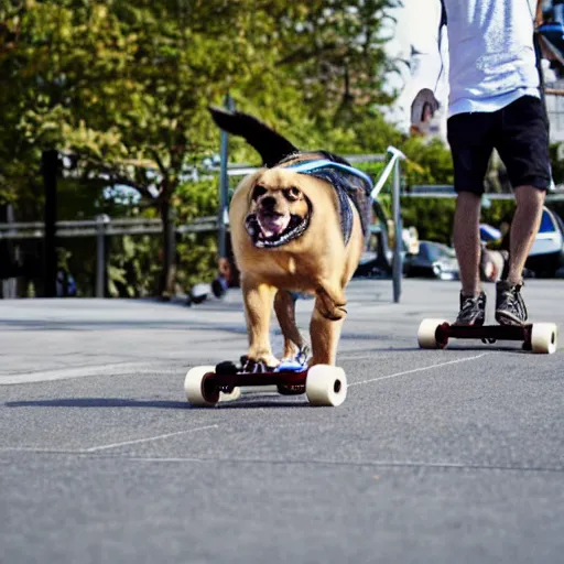 Image similar to dog skateboarding