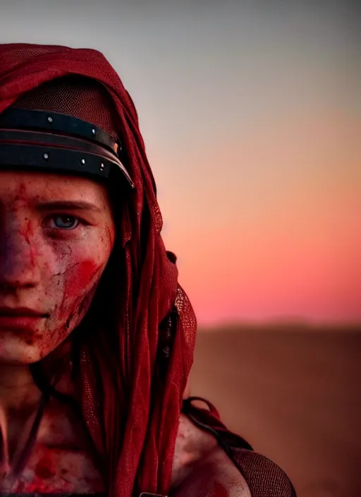 Prompt: cinestill 5 0 d candid photographic portrait by steve mccurry of loving female androids wearing rugged black mesh techwear on a desolate plain with a red sky, extreme closeup, modern cyberpunk, dust storm, 8 k, hd, high resolution, 3 5 mm, f / 3 2, ultra realistic faces, ex machina